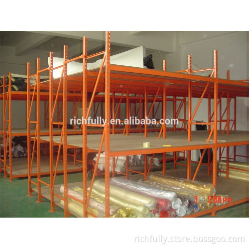 SPECIAL 6 upright columns Steel Shelves in D2000mm with wooden board used for stock or display long fabric rolls
